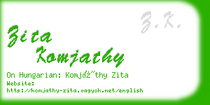 zita komjathy business card